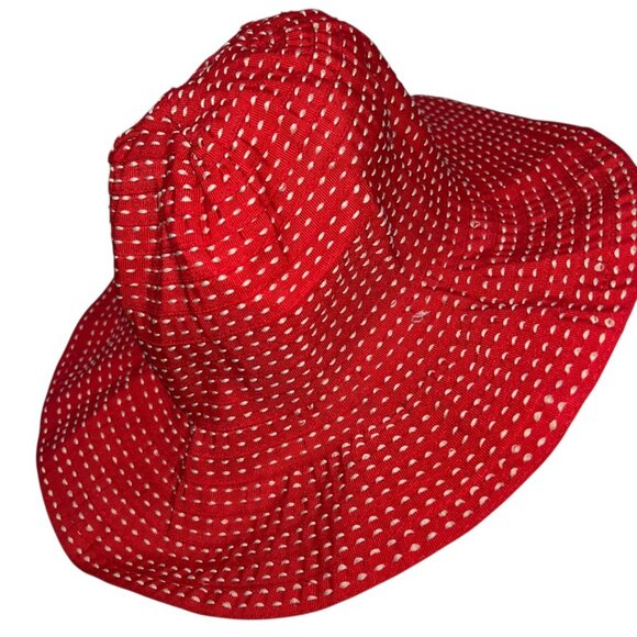 Red hat MIMCO Australia bucket hat NEW white embroidered spots - Picture 2 of 3